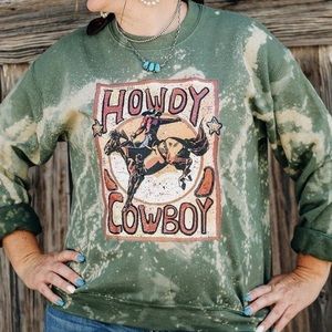 Howdy Cowboy Bleached Sweatshirt